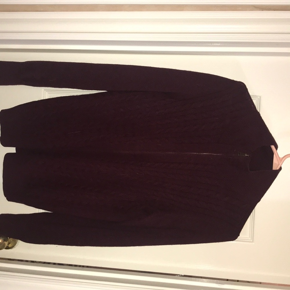 full zip maroon knitted sweater cardigan/ jacket